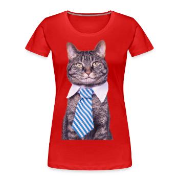 Office cat - Women's Premium Organic T-Shirt - red - Front - Mia (176cm)
