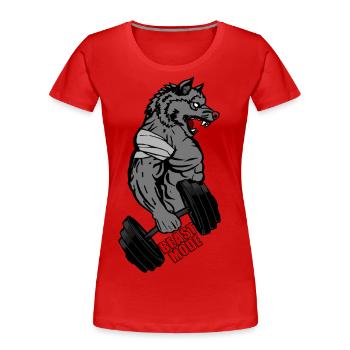 PAS DE DOULEUR PAS DE GAIN - T-shirt bio Premium Femme - rouge - Devant - Mia (176cm)