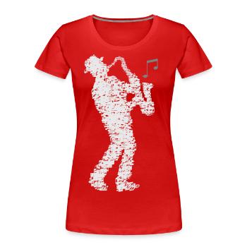 saxophone_player_made_of_notes_09201601 - Frauen Premium Bio T-Shirt - Rot - Vorne - Mia (176cm)