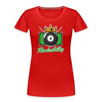 Rockabilly 50er Jahre Billard Spieler - Frauen Premium Bio T-Shirt - Rot - Vorne - Mia (176cm)