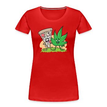 Pizza And Weed Cannabis Marijuana - Women's Premium Organic T-Shirt - red - Front - Mia (176cm)