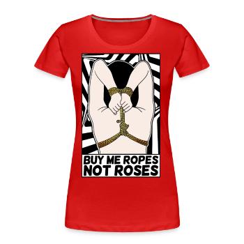 EROTIC POP-ART ARTWORK SEXY SHIBARI BONDAGE GIRL - Women's Premium Organic T-Shirt - red - Front - Mia (176cm)