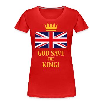 God Save The King! (England / Great Britain / 4C) - Women's Premium Organic T-Shirt - red - Front - Mia (176cm)