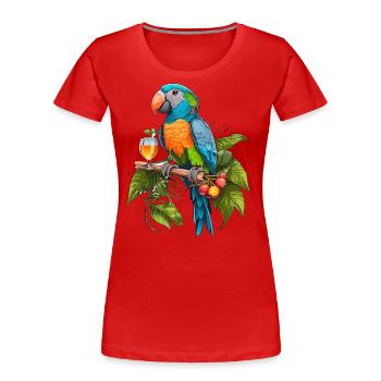 Fête des perroquets - T-shirt bio Premium Femme - rouge - Devant - Mia (176cm)