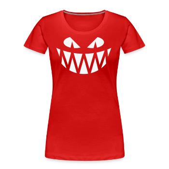Halloween Fratze (Smile / Zähne / White) - Frauen Premium Bio T-Shirt - Rot - Vorne - Mia (176cm)