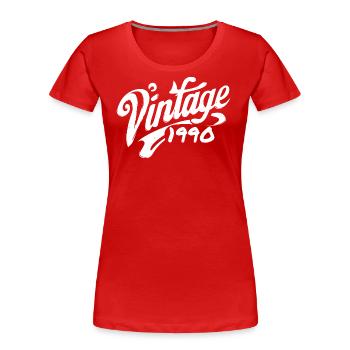 Vintage, années 1990, Vintage, Années 1990, Anniversaire, Années 1990, Rétro - T-shirt bio Premium Femme - rouge - Devant - Mia (176cm)