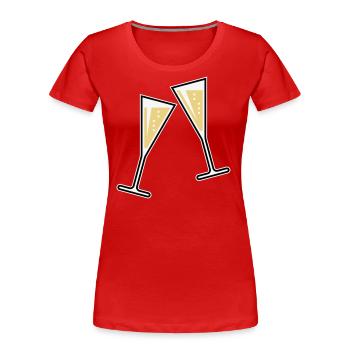 2 Glasses Of Sparkling Wine (Funnel / Closed / 3C) - Women's Premium Organic T-Shirt - red - Front - Mia (176cm)