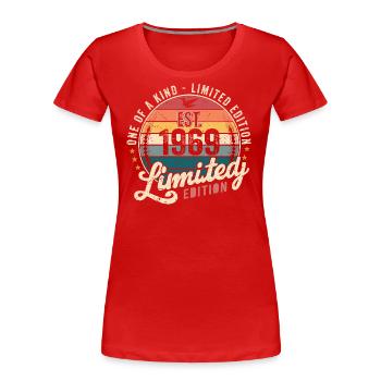 Geburtstagsgeschenk 1969 Jahrgang 1969 Retro 1969 - Frauen Premium Bio T-Shirt - Rot - Vorne - Mia (176cm)