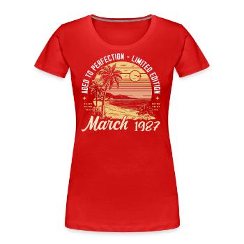 Birthday March 1987 - 38th Birthday - March 1987 - Women's Premium Organic T-Shirt - red - Front - Mia (176cm)