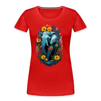 Éléphant mignon - T-shirt bio Premium Femme - rouge - Devant - Mia (176cm)