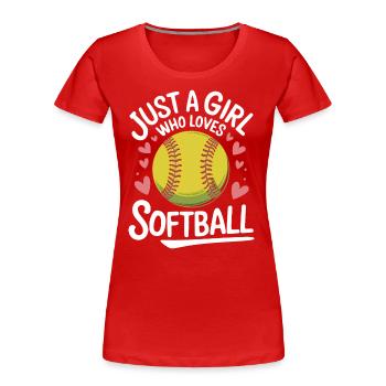 Softball Sport Softball Spieler - Frauen Premium Bio T-Shirt - Rot - Vorne - Mia (176cm)
