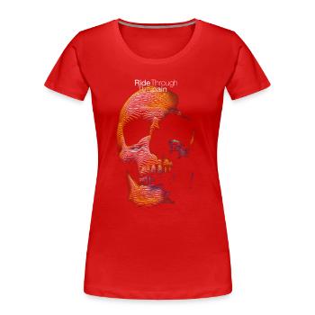 Visuell für Radfahrer - Totenkopf und Haken - Frauen Premium Bio T-Shirt - Rot - Vorne - Mia (176cm)