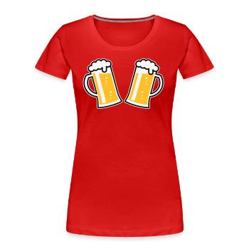 2 Maßkrüge Prosten (Bier / Bierseidel / 3C) - Frauen Premium Bio T-Shirt - Rot - Vorne - Mia (176cm)