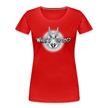 Looney Tunes Bugs Bunny What's Up Doc? - Frauen Premium Bio T-Shirt - Rot - Vorne - Mia (176cm)