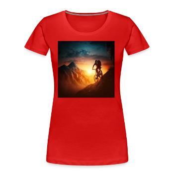 Downhill Graphic Sunset Valley Descent - Women's Premium Organic T-Shirt - red - Front - Mia (176cm)