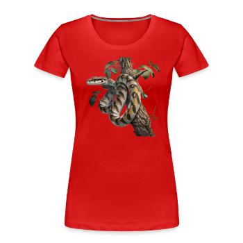 Python im Baum: Ein majestätisches Tier - Frauen Premium Bio T-Shirt - Rot - Vorne - Mia (176cm)