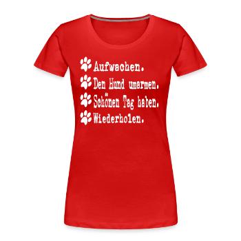 Hundeliebe - Frauen Premium Bio T-Shirt - Rot - Vorne - Mia (176cm)