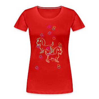 Chiens Coloré Rétro Coloré Enfants Bébé Animaux - T-shirt bio Premium Femme - rouge - Devant - Mia (176cm)