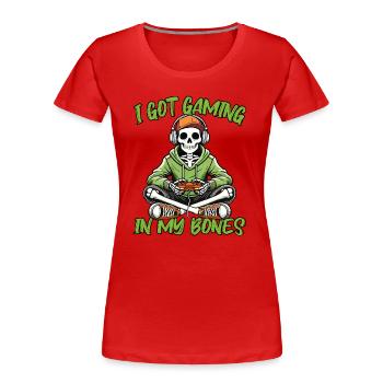 Funny Halloween Skeleton Gamer Video Game Costume - Women's Premium Organic T-Shirt - red - Front - Mia (176cm)