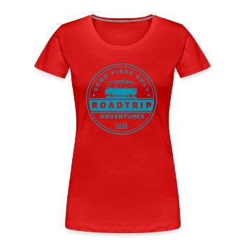 Roadtrip Vibes Vanlife Siegel - Frauen Premium Bio T-Shirt - Rot - Vorne - Mia (176cm)