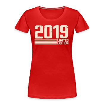 2019 Jahrgang 2019 Geburtstag 2019 Retro 2019 - Frauen Premium Bio T-Shirt - Rot - Vorne - Mia (176cm)
