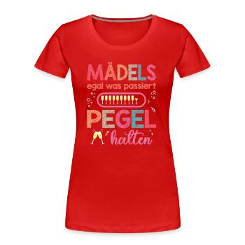 Mädels Pegel halten Mallorca Junggesellenabschied - Frauen Premium Bio T-Shirt - Rot - Vorne - Mia (176cm)