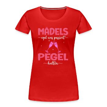 Mädels Pegel halten Mallorca Junggesellenabschied - Frauen Premium Bio T-Shirt - Rot - Vorne - Mia (176cm)