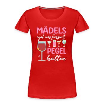 Mädels Pegel halten Mallorca Junggesellenabschied - Frauen Premium Bio T-Shirt - Rot - Vorne - Mia (176cm)