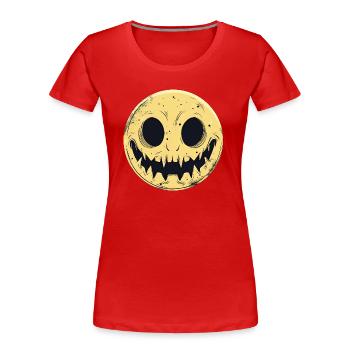 Moon Grin - Women's Premium Organic T-Shirt - red - Front - Mia (176cm)