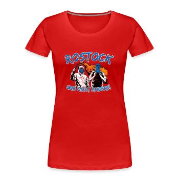 Rostock und nicht anders UPDATE - Frauen Premium Bio T-Shirt - Rot - Vorne - Mia (176cm)