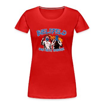 Bielefeld und nicht anders UPDATE - Frauen Premium Bio T-Shirt - Rot - Vorne - Mia (176cm)
