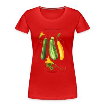 THE PLANTSPLATE FARM - Cucurbita Pepo - Frauen Premium Bio T-Shirt - Rot - Vorne - Mia (176cm)