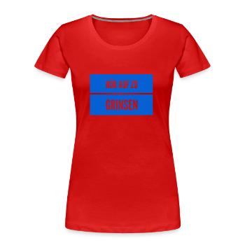 lass das grinsen - Frauen Premium Bio T-Shirt - Rot - Vorne - Mia (176cm)