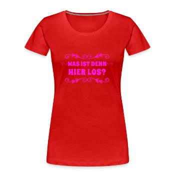 was geht ab? - Frauen Premium Bio T-Shirt - Rot - Vorne - Mia (176cm)