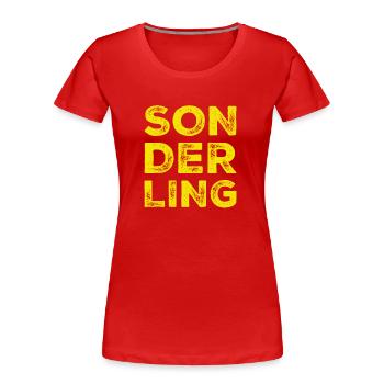 Il y a un excentrique devant vous - T-shirt bio Premium Femme - rouge - Devant - Mia (176cm)