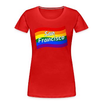 Gay Pride San Francisco rainbow flag LGBT LGBTQ - Women's Premium Organic T-Shirt - red - Front - Mia (176cm)