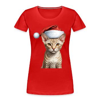 Cornish Rex Weihnachten - Frauen Premium Bio T-Shirt - Rot - Vorne - Mia (176cm)