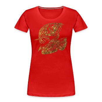 Arowana Fisch Gold Grafik Fischliebhaber Angelausrüstung - Frauen Premium Bio T-Shirt - Rot - Vorne - Mia (176cm)