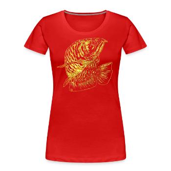 Arowana Fisch Gold Grafik Fischliebhaber Angelausrüstung - Frauen Premium Bio T-Shirt - Rot - Vorne - Mia (176cm)