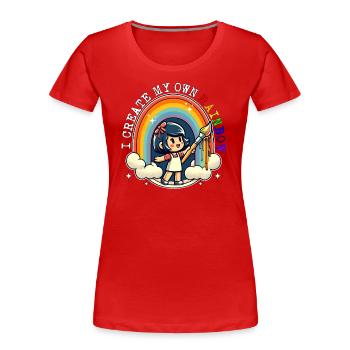 ICH ERSTELLE MEINEN EIGENEN REGENBOGEN - Frauen Premium Bio T-Shirt - Rot - Vorne - Mia (176cm)