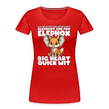 GROSSES HERZ SCHLAGFERTIG - ELEFANT UND FUCHS - ELEPHOX - Frauen Premium Bio T-Shirt - Rot - Vorne - Mia (176cm)