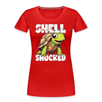 SHELL SCHOCKIERT UND LIEBT ES - Frauen Premium Bio T-Shirt - Rot - Vorne - Mia (176cm)