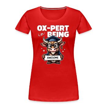 OX PERT DANS ÊTRE GÉNIAL - T-shirt bio Premium Femme - rouge - Devant - Mia (176cm)