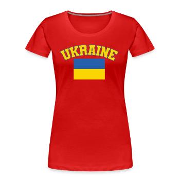 Ukraine Flag, Ukraine - Women's Premium Organic T-Shirt - red - Front - Mia (176cm)