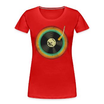 Retro Vinyl Vintage - Frauen Premium Bio T-Shirt - Rot - Vorne - Mia (176cm)