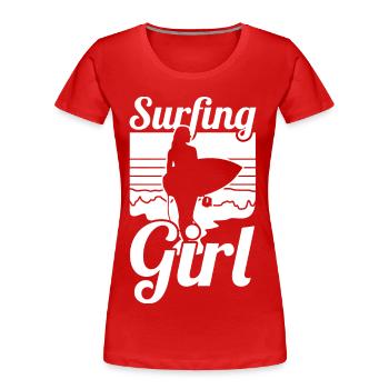 Surfermädchen - Frauen Premium Bio T-Shirt - Rot - Vorne - Mia (176cm)