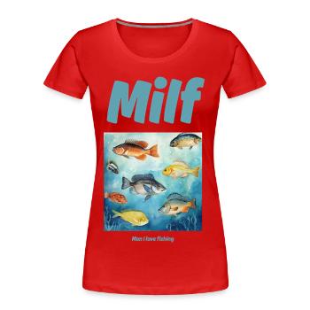 Man I love fishing - Frauen Premium Bio T-Shirt - Rot - Vorne - Mia (176cm)