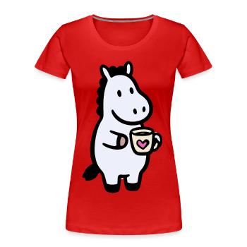 HerzHippo Coffee Companion - Women's Premium Organic T-Shirt - red - Front - Mia (176cm)