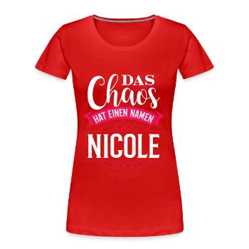 NICOLE - chaos - Frauen Premium Bio T-Shirt - Rot - Vorne - Mia (176cm)