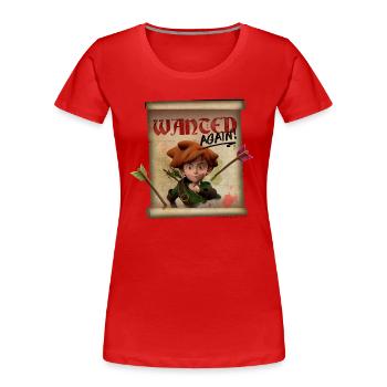 Robin Hood Schlitzohr von Sherwood Wanted Again! - Frauen Premium Bio T-Shirt - Rot - Vorne - Mia (176cm)